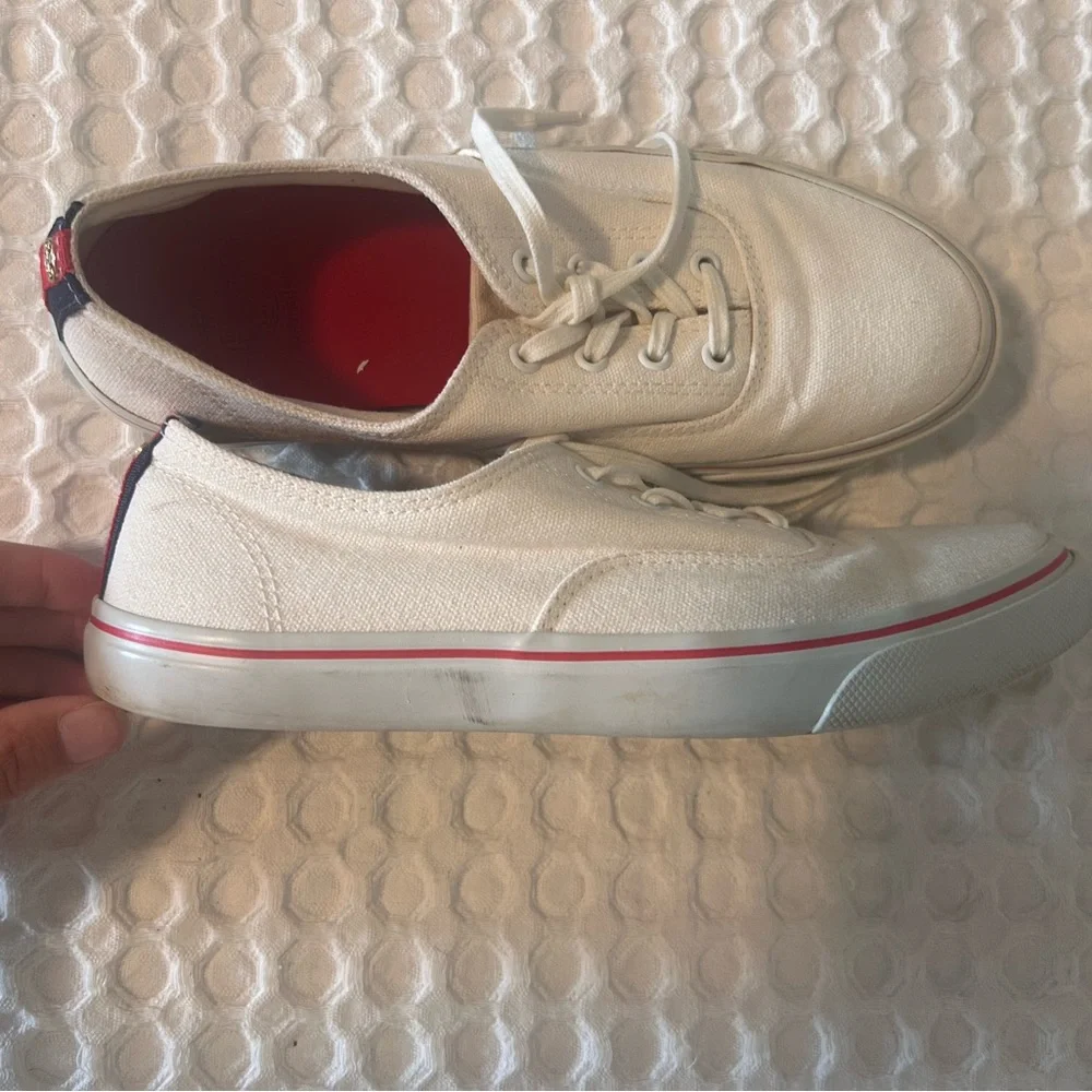 Classic White Canvas Tory Burch Womens Sneakers Size 10 Shoes